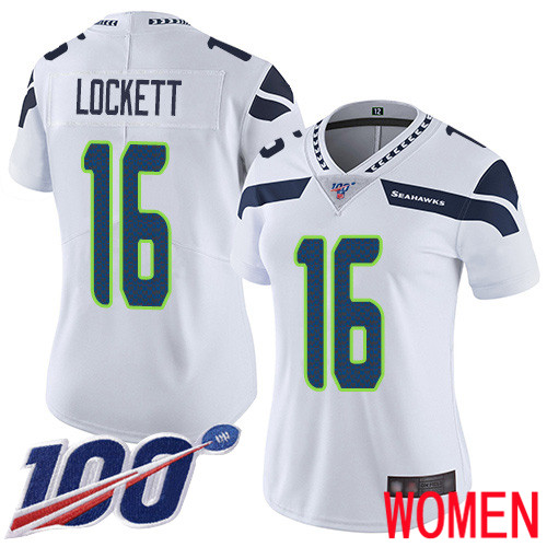 Seattle Seahawks Limited White Women Tyler Lockett Road Jersey NFL Football #16 100th Season Vapor Untouchable->seattle seahawks->NFL Jersey
